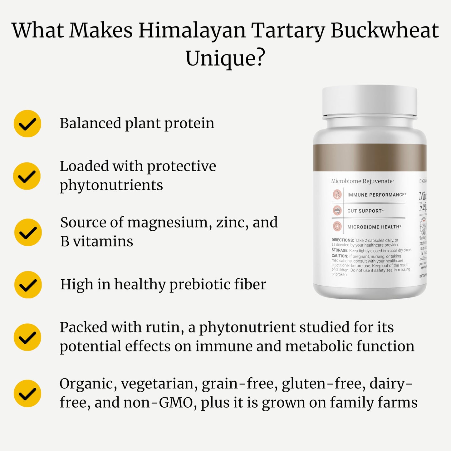 BIG BOLD HEALTH Microbiome Rejuvenate Prebiotic + Probiotic Supplement for Gut Health & Immune Support with Himalayan Tartary Buckwheat Gluten-Free Capsules, 120