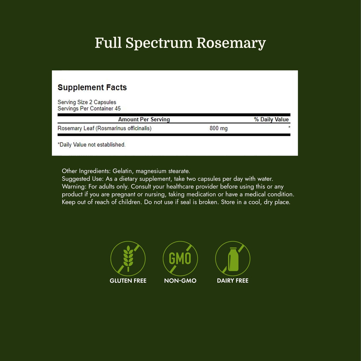 Swanson Full Spectrum Rosemary Capsules 90 Count