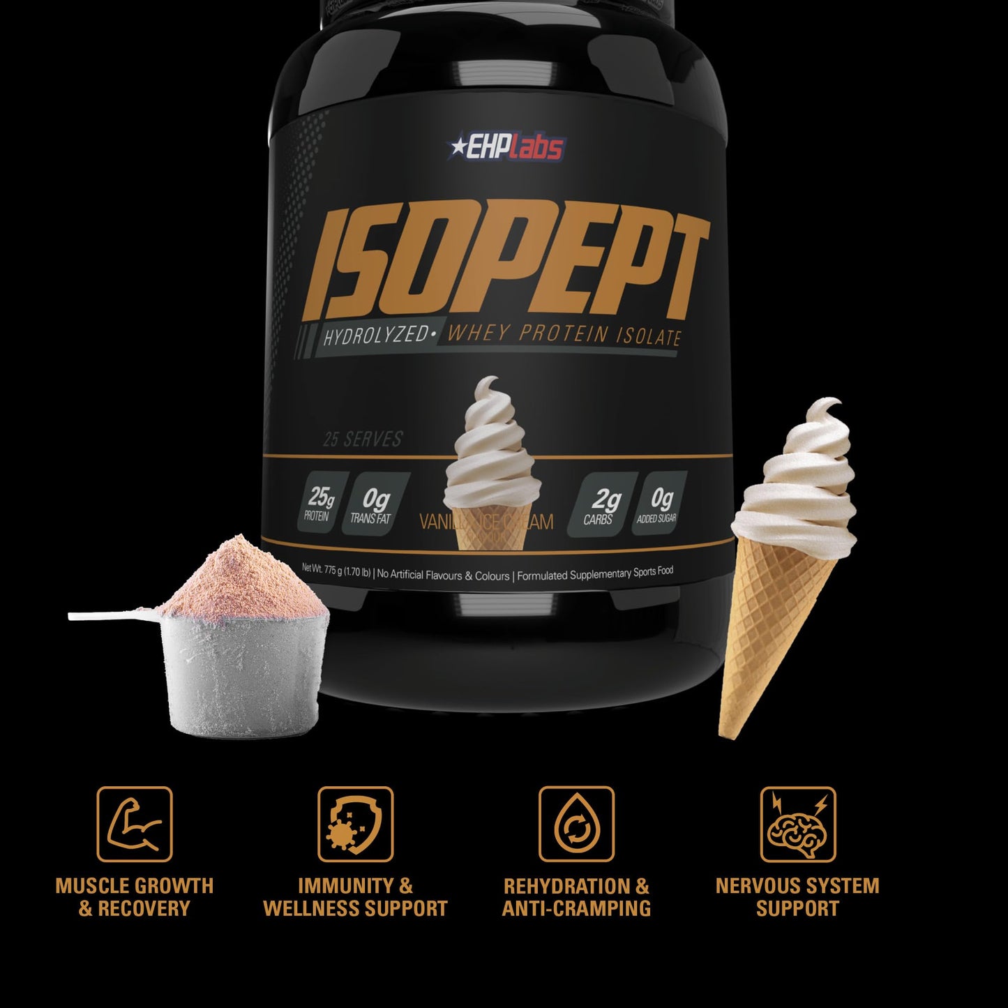 EHP Labs IsoPept Hydrolyzed Whey Protein Powder 34.4 oz