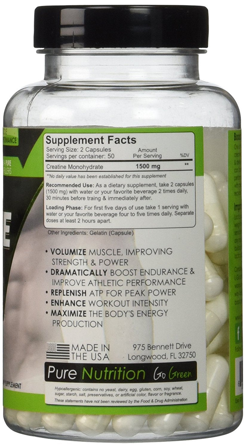 NutraKey Creatine Monohydrate Capsules, 100 Count