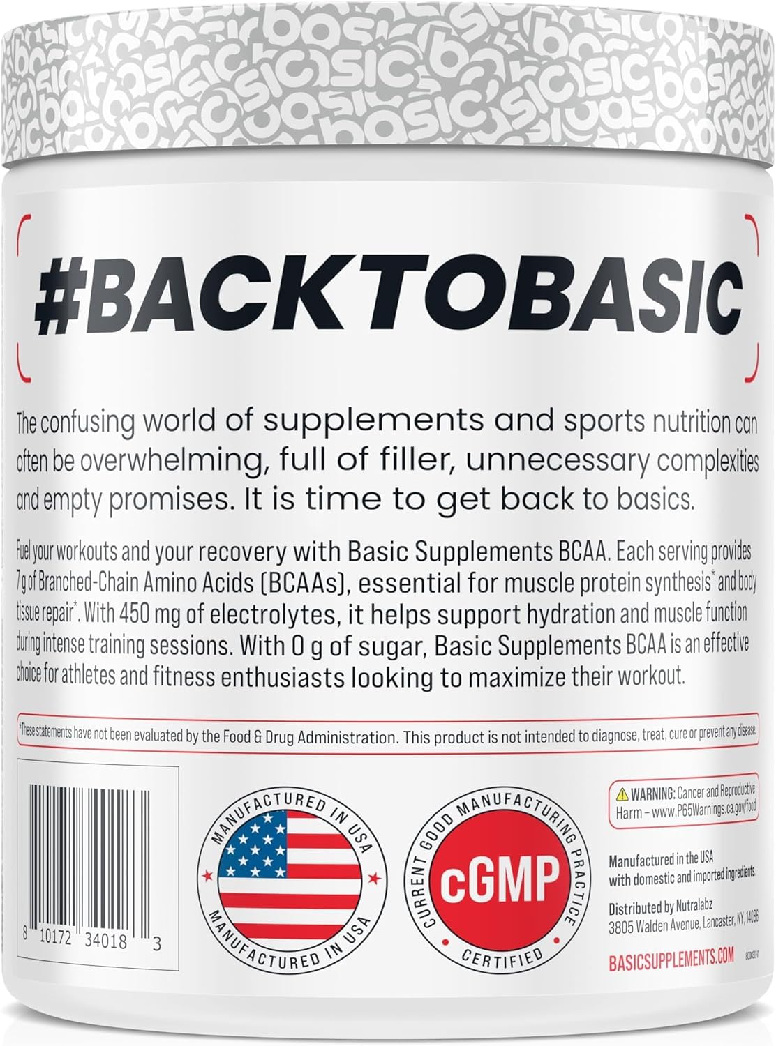 BASIC SUPPLEMENTS BCAA Powder, 60 Servings