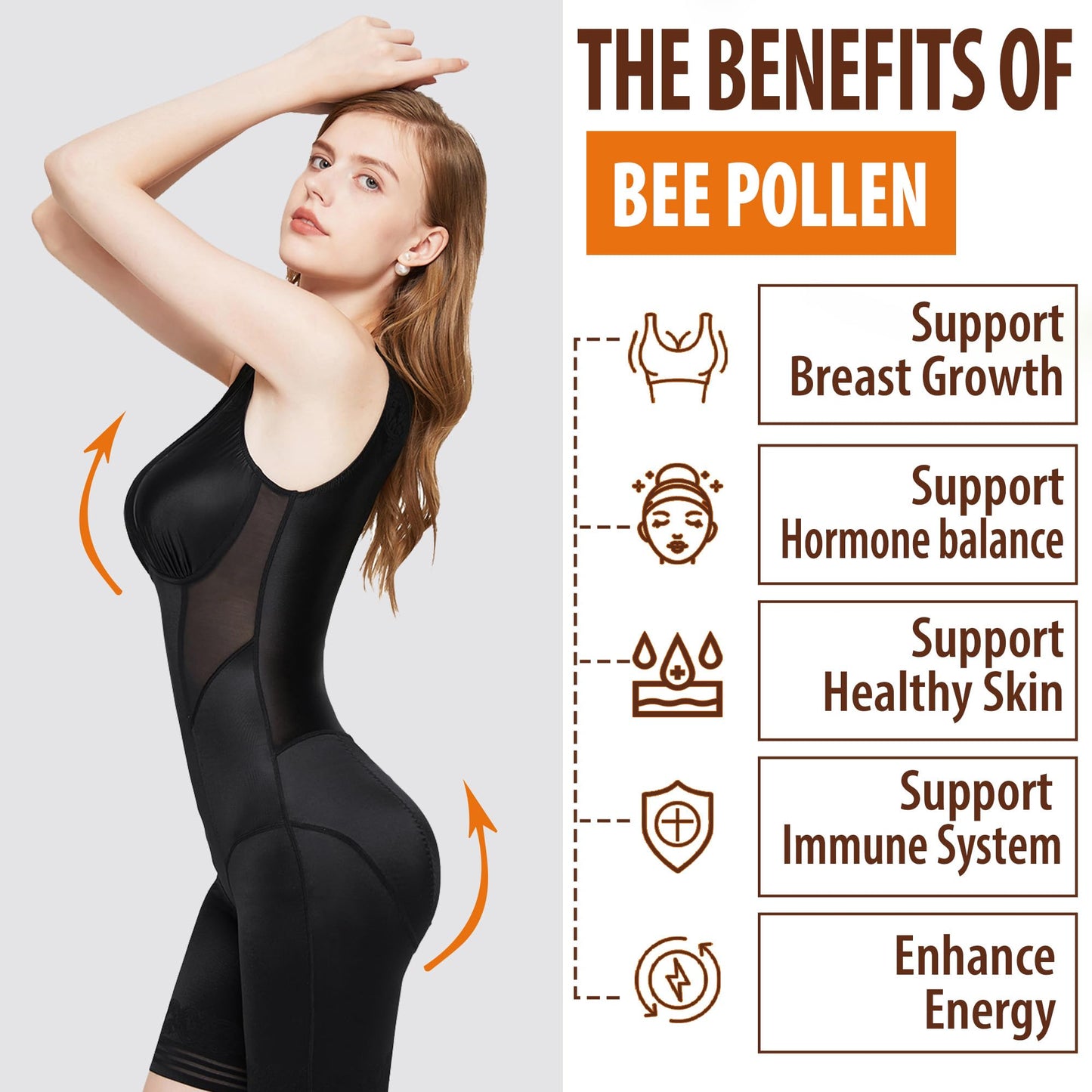 Nextdia Bee Pollen Gummies for Breast Growth Organic 1000mg, Vegan Super Methylated B Complex Vitamin, 180 Count