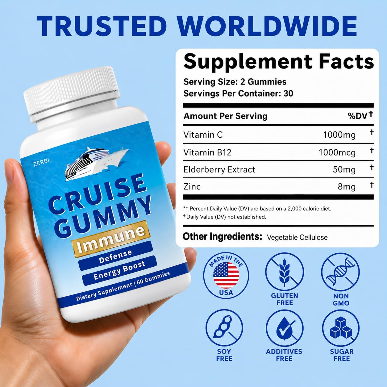 ZERBI Cruise Gummies Gummy 60 Count
