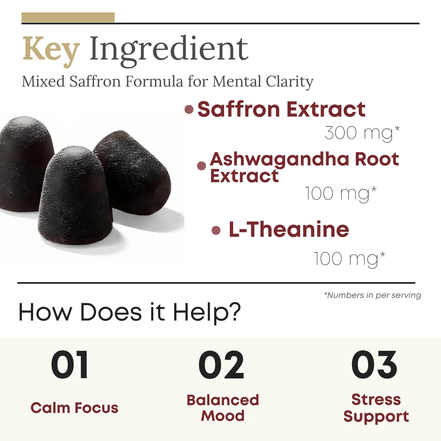 ZAB Saffron Supplements Gummy, Saffron & Rhodiola Rosea Extract Sugar-Free with Vitamin D3 & B6, Mood & Focus Support for Men & Women, 60 Gummies