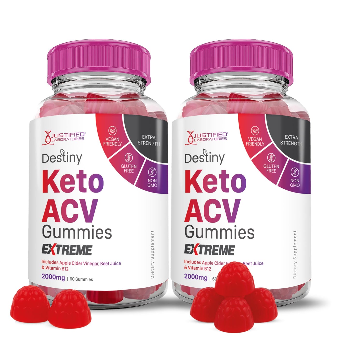 Justified Laboratories Destiny Keto ACV Gummies Extreme (2000 mg) - 120 Gummies