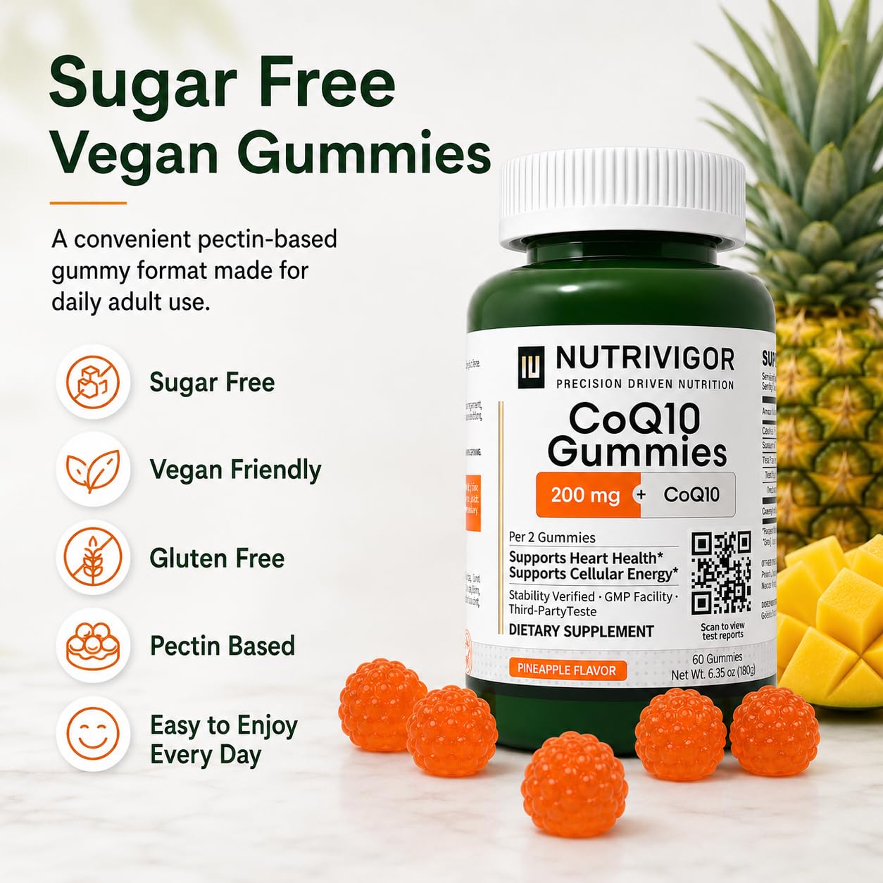 NutriVigor CoQ10 Gummies 200mg, 60 Count