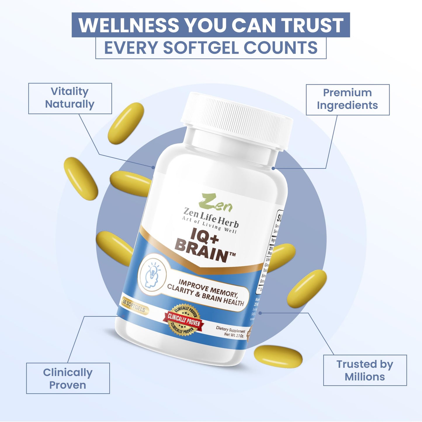 ZEN LIFE HERB IQ+ Brain Softgels 60