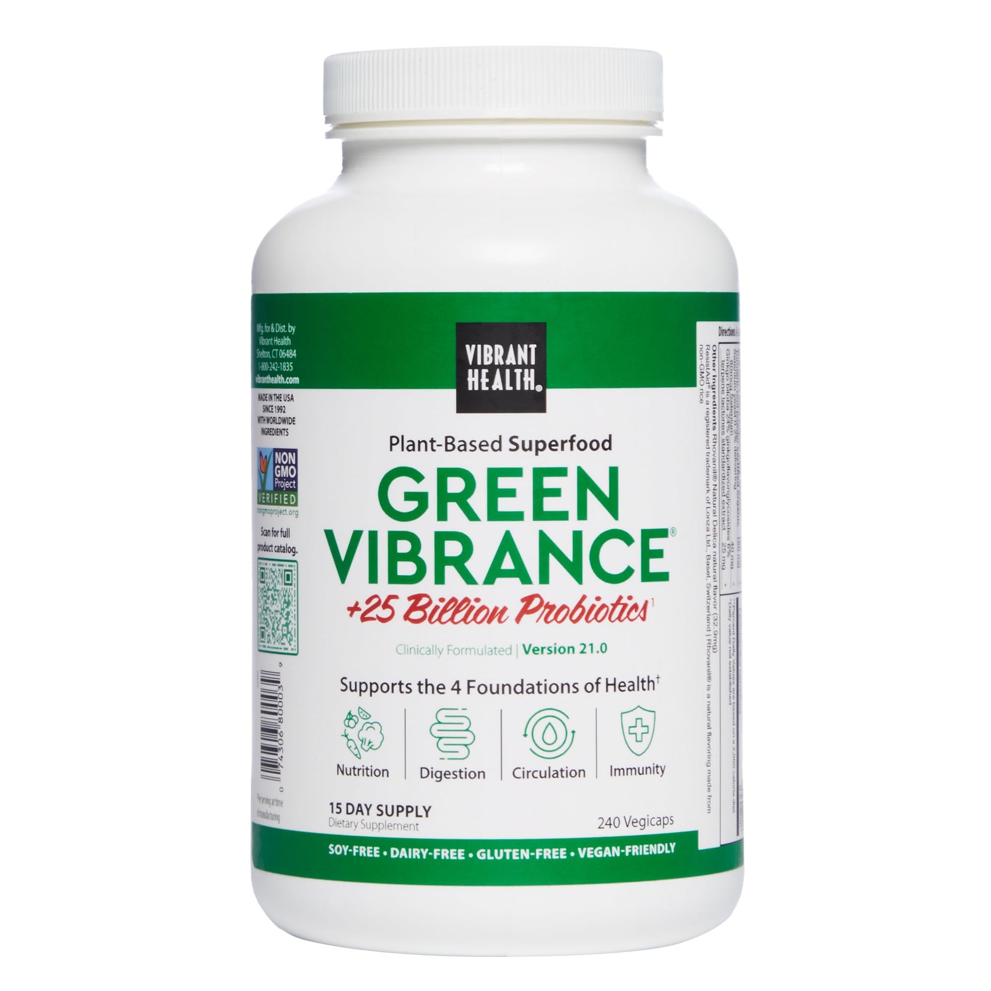 Vibrant Health Green Vibrance Vegan Superfood Capsules, 240