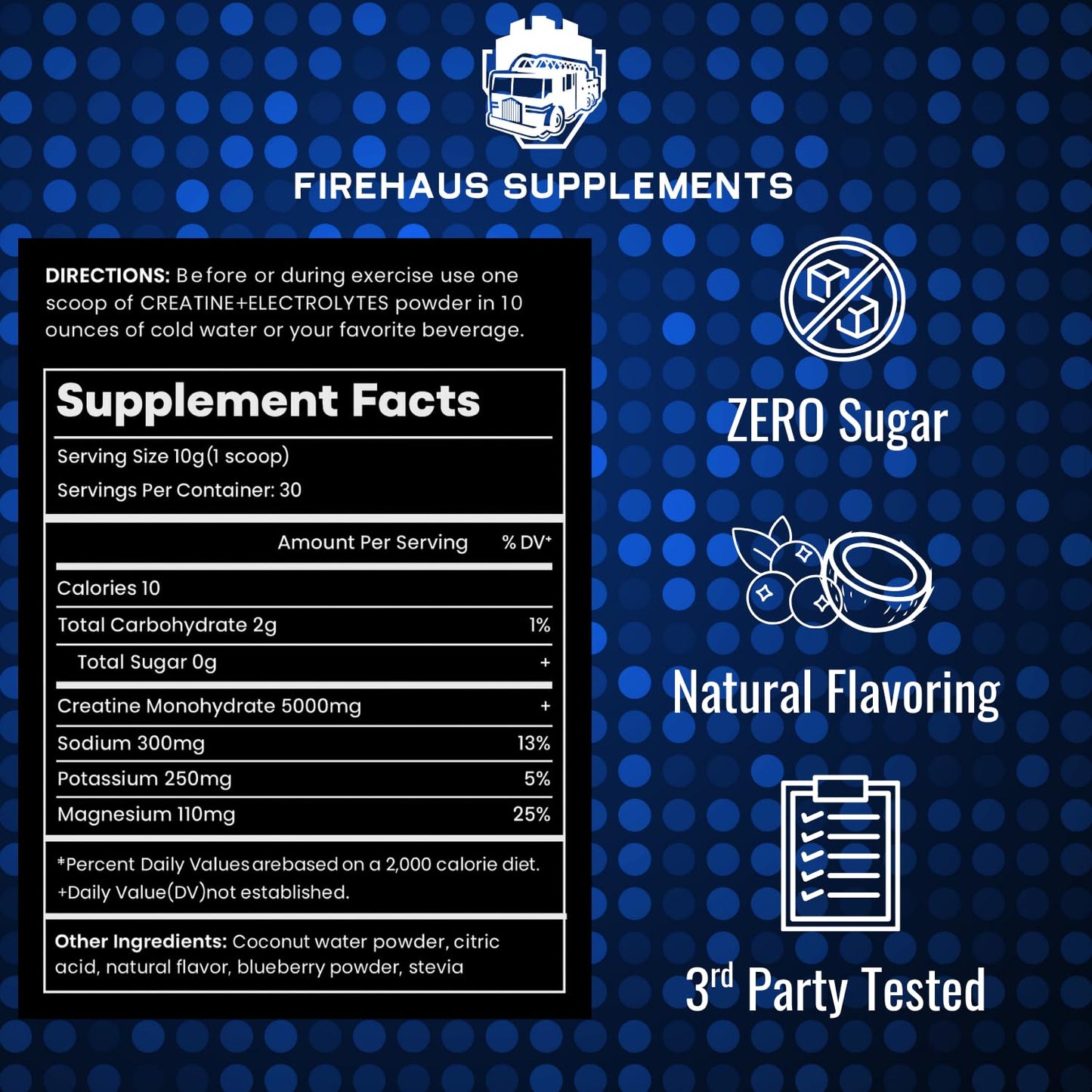 FireHaus Supplements Creatine + Electrolytes Powder 13.58 oz