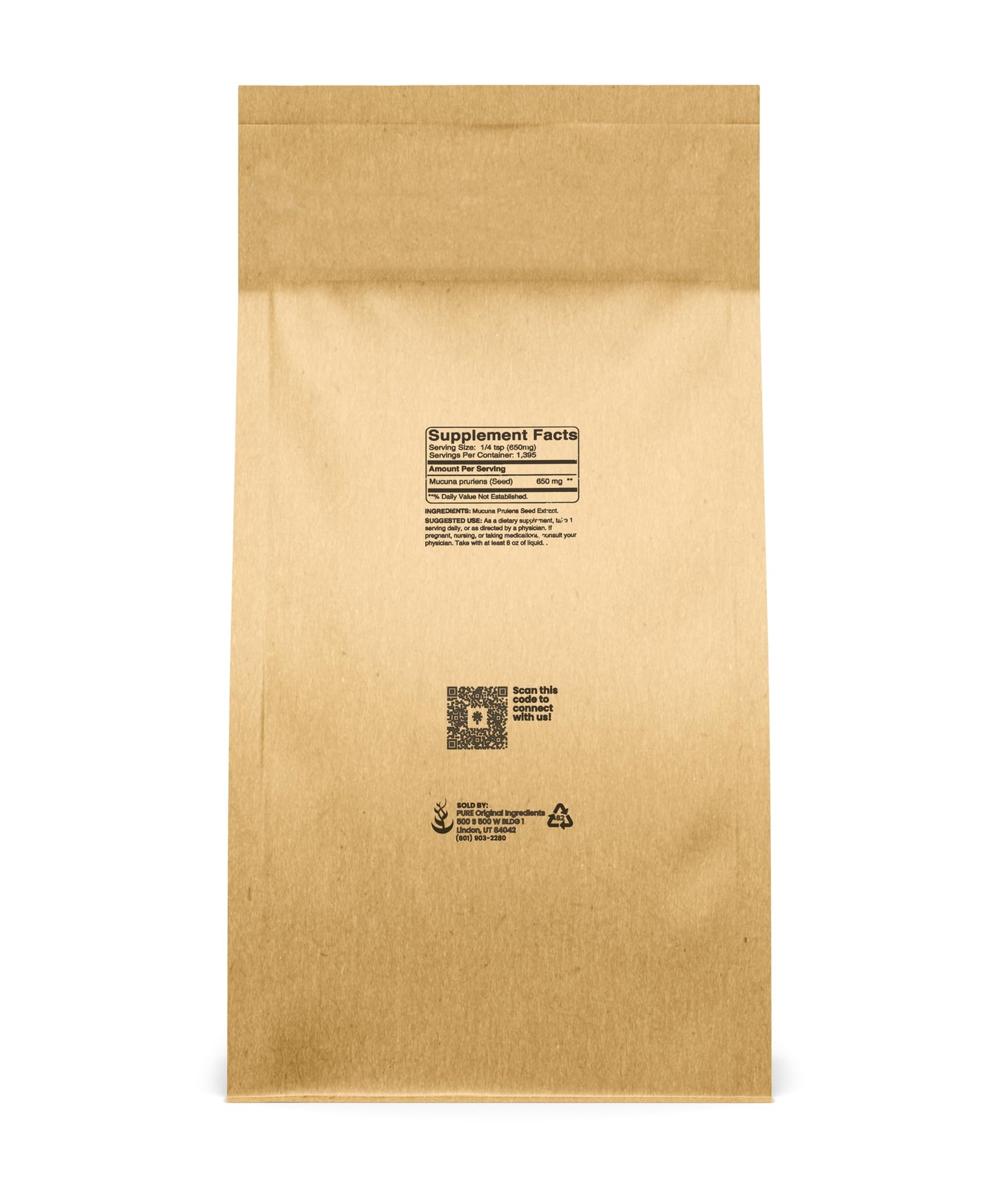 Pure Organic Ingredients Mucuna Pruriens Powder 32 Ounces