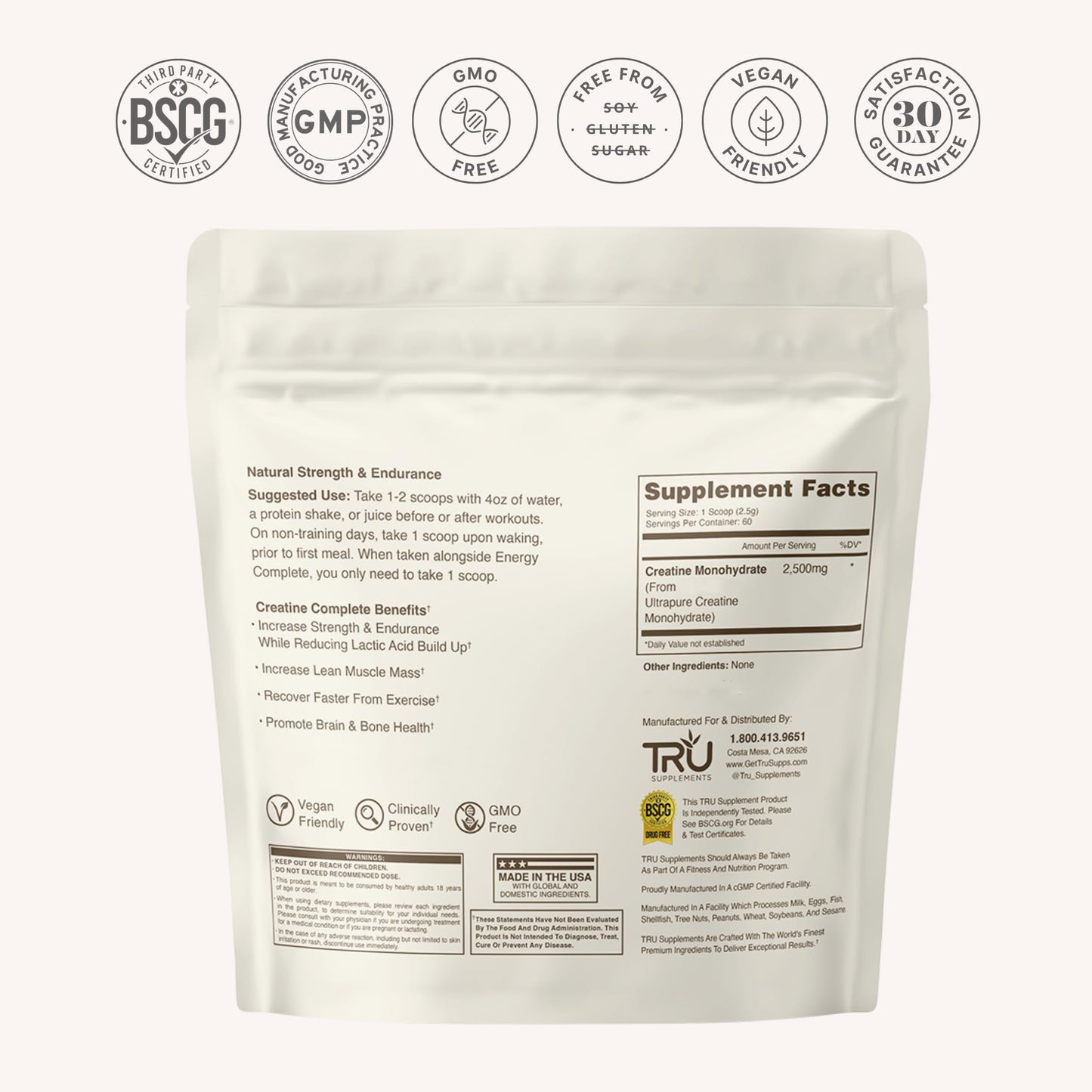TRU Supplements Creatine Powder 8.81 Ounce