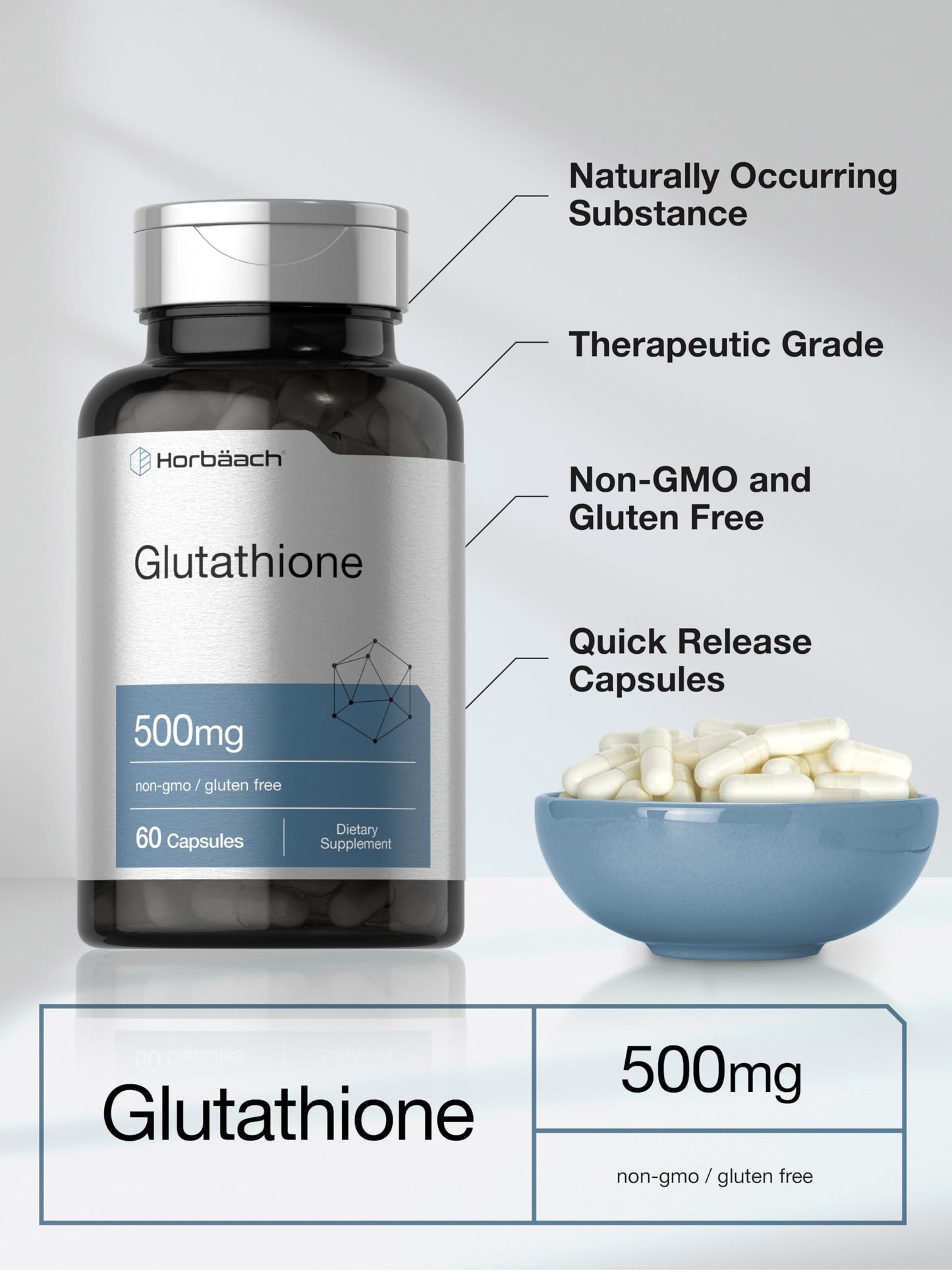 Horbäach Glutathione 500mg Capsule, 60 Count