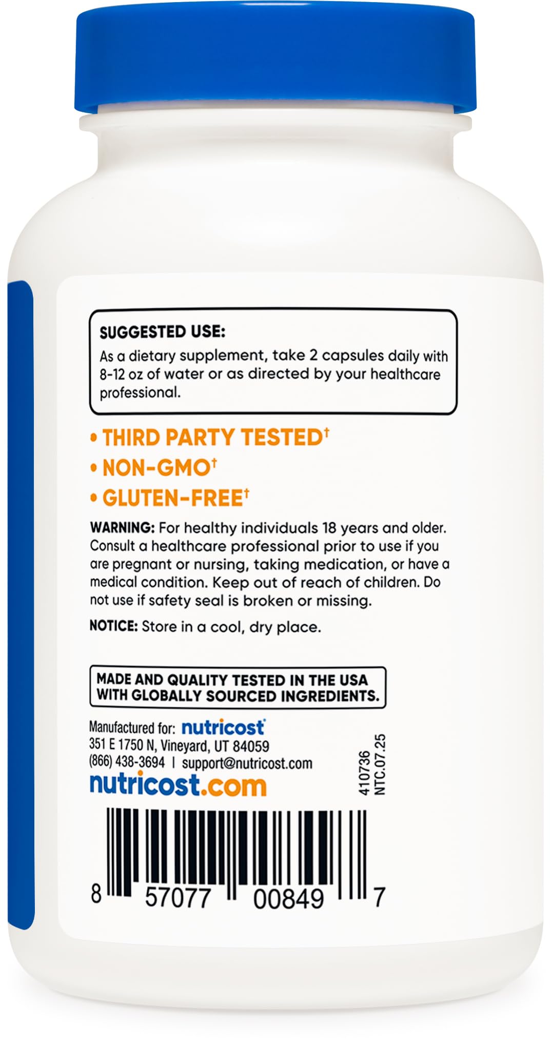 Nutricost L-Citrulline 500mg Capsules, 120 Count