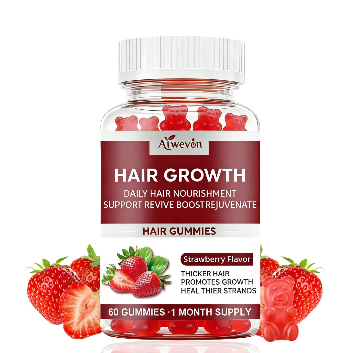 Aiwevon Hair Growth Gummies for Women & Men, 60 Gummies