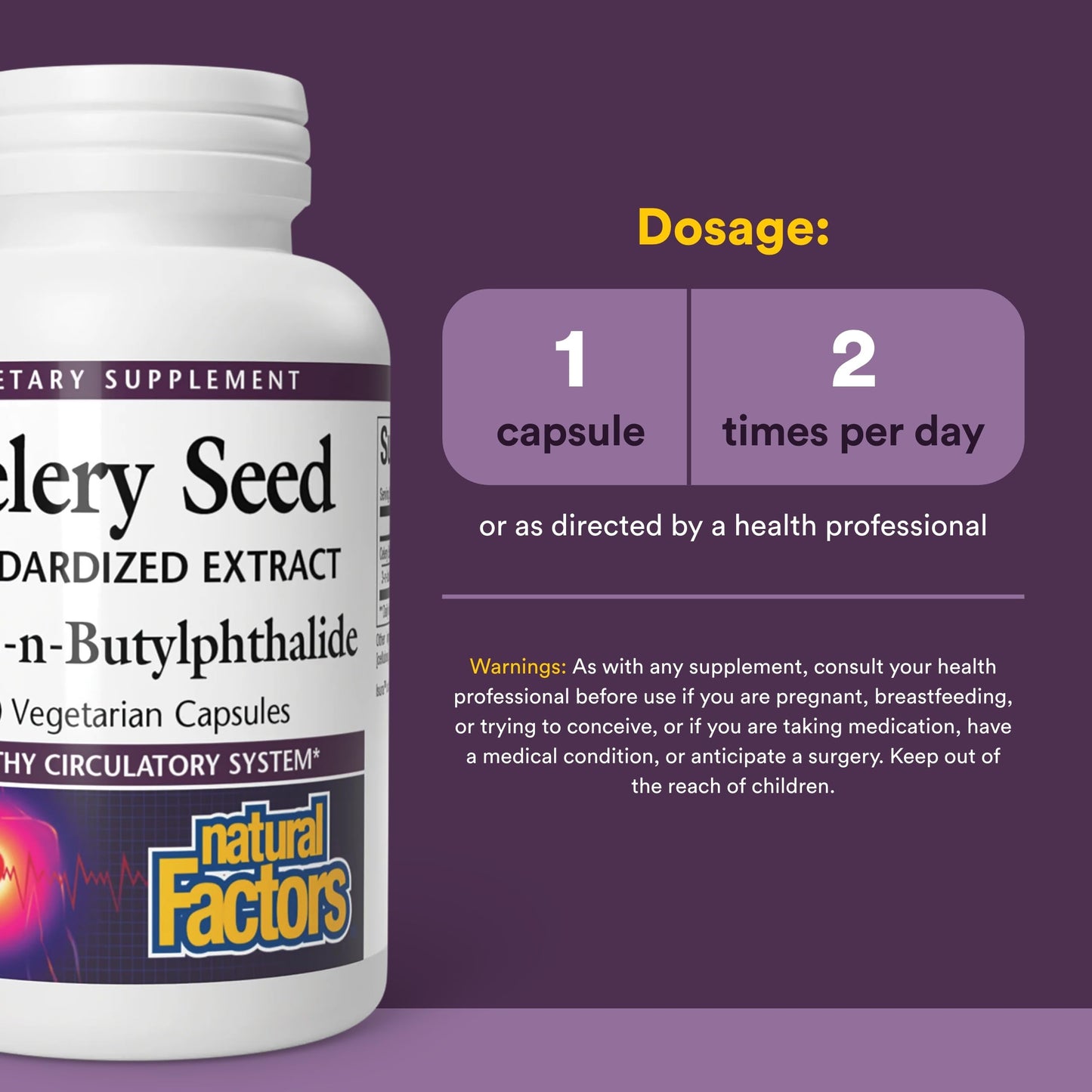 Natural Factors Celery Seed Extract Capsule, 60 Capsules