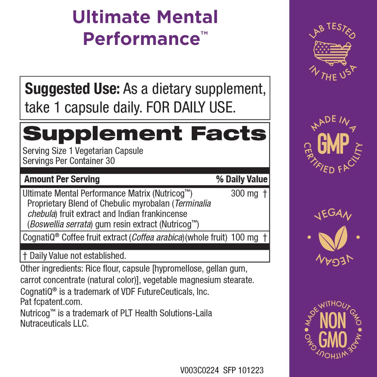Purity Products Ultimate Mental Performance Capsules, 30 Count