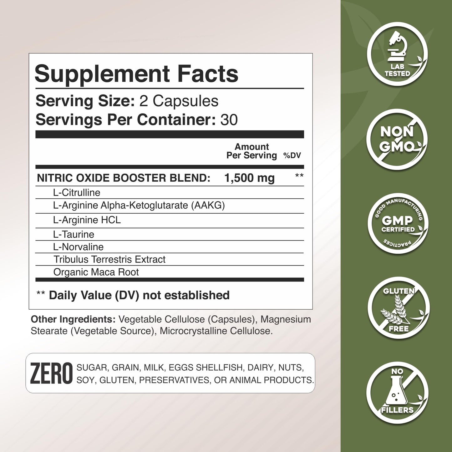 Gade Nutrition Nitric Oxide Supplement L-Arginine Capsules 60 Count