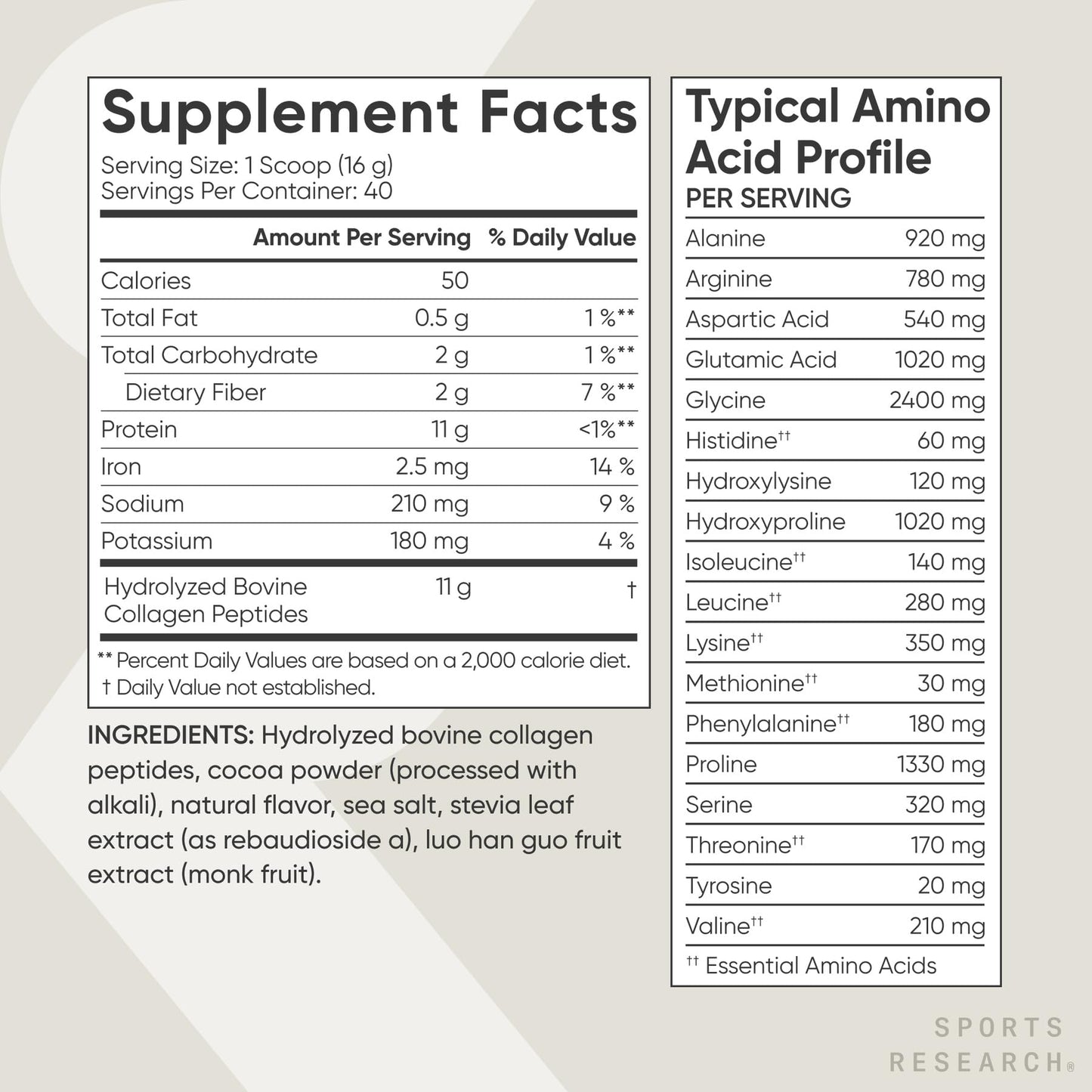 Sports Research Collagen Peptides Hydrolyzed Type I & III Collagen Powder 1.41 lb