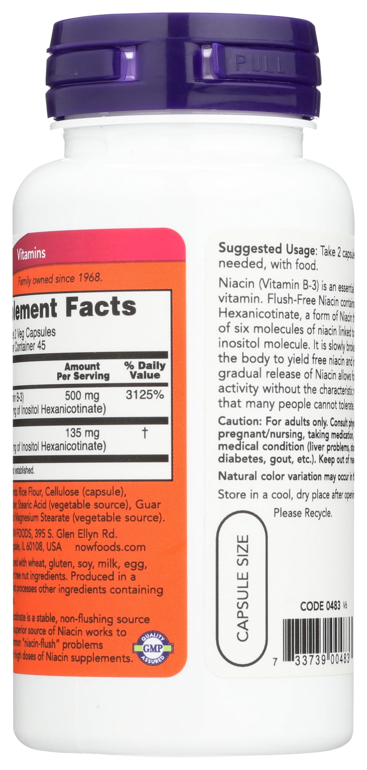 NOW Foods Niacin Flush Free Capsule, 90 Capsules
