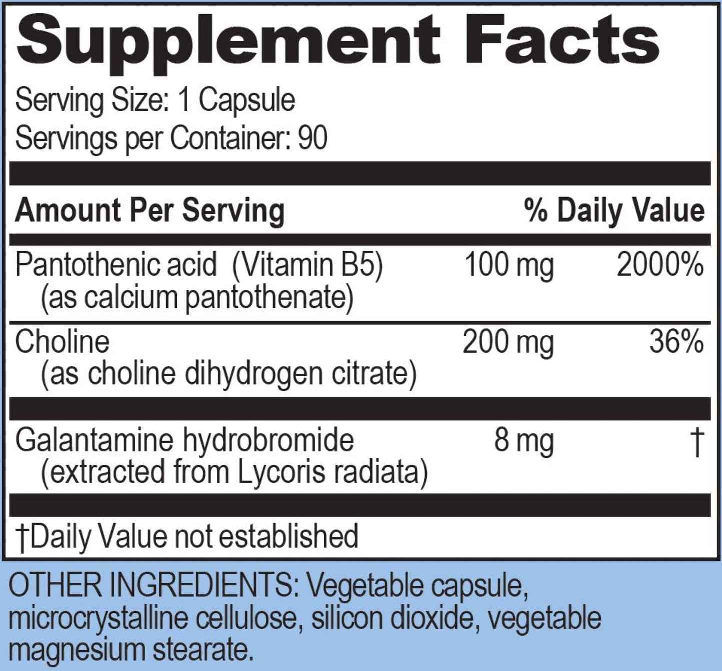 Life Enhancement Galantamind Brain Supplement for Memory and Focus with Vitamin B5 & Galantamine, 90 Capsules