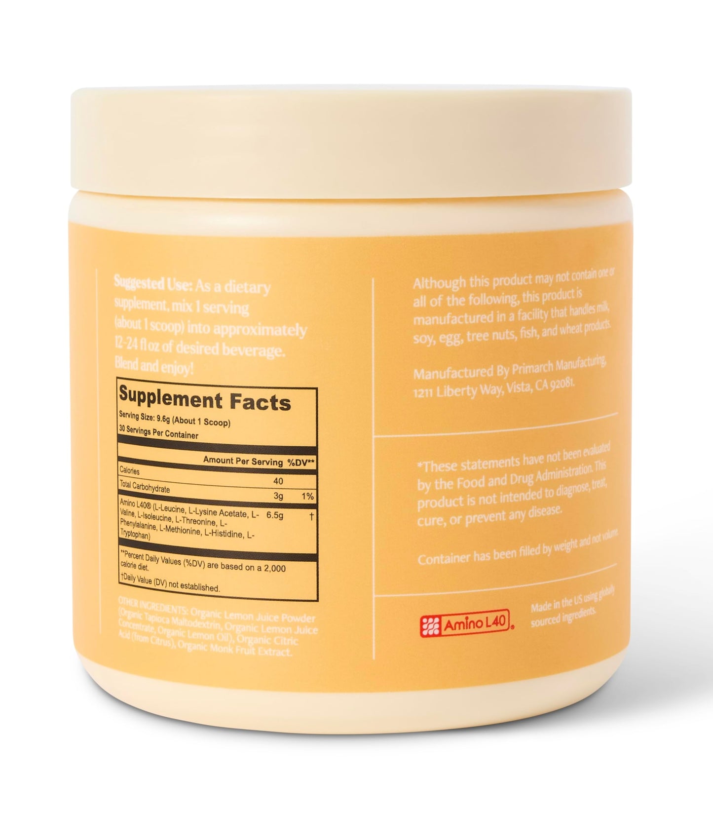 Be Well by Kelly LeVeque Essential Amino Acids Lemon Powder (10.2 oz)