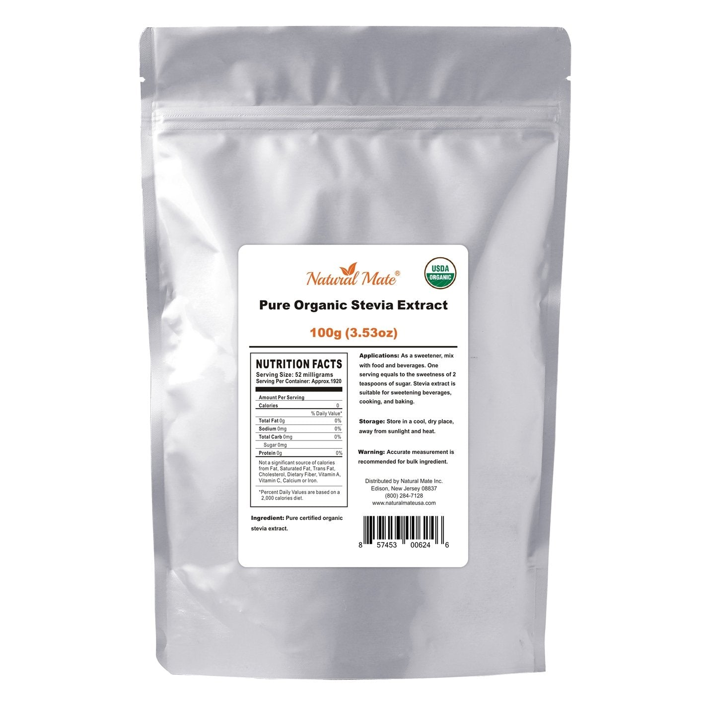 Natural Mate Pure Organic Stevia Powder 100 Gram