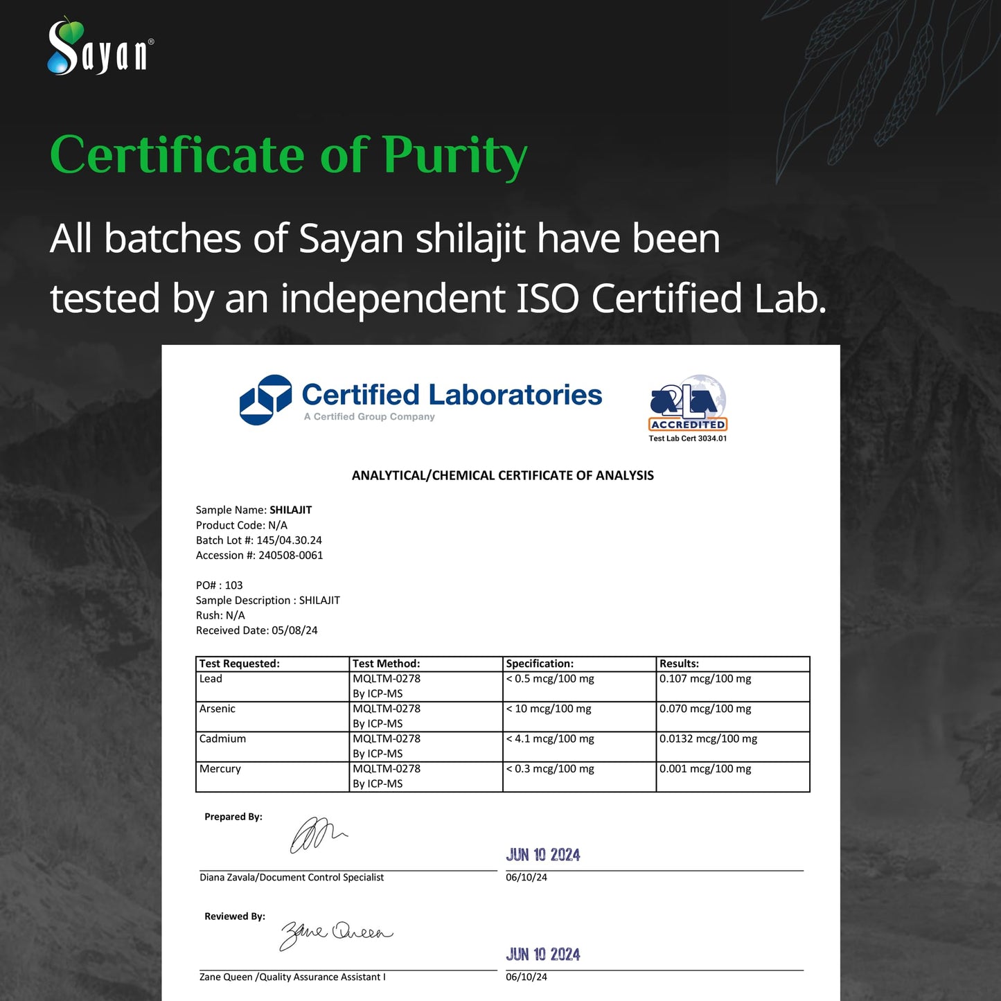 Sayan 100% Pure Shilajit 12,000mg High-Potency Tablets, 60 Tablets