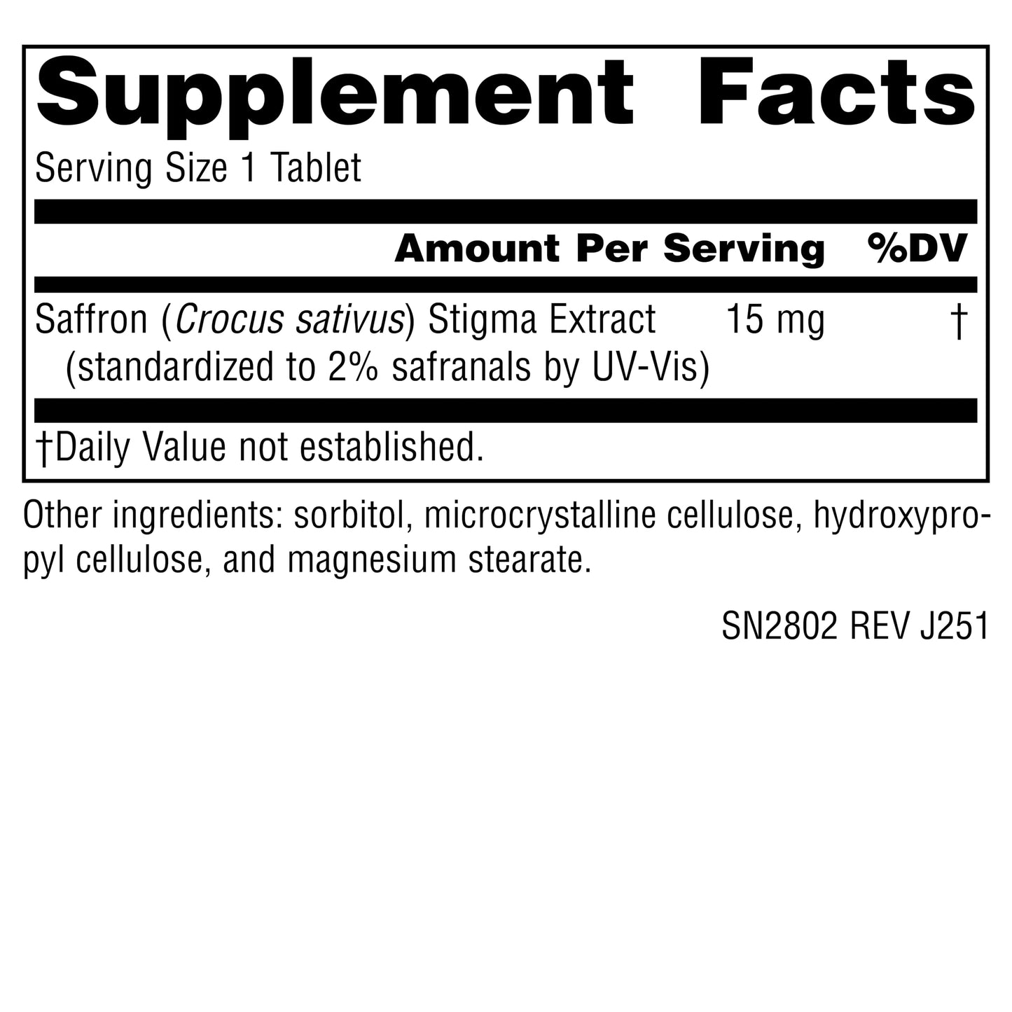 Source Naturals Serene Science Saffron Extract for Mood Support 15 mg, 60 Tablets