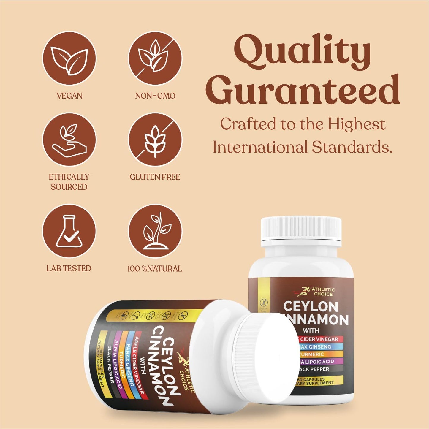 Athletic Choice Ceylon Cinnamon Capsules, 60 Count
