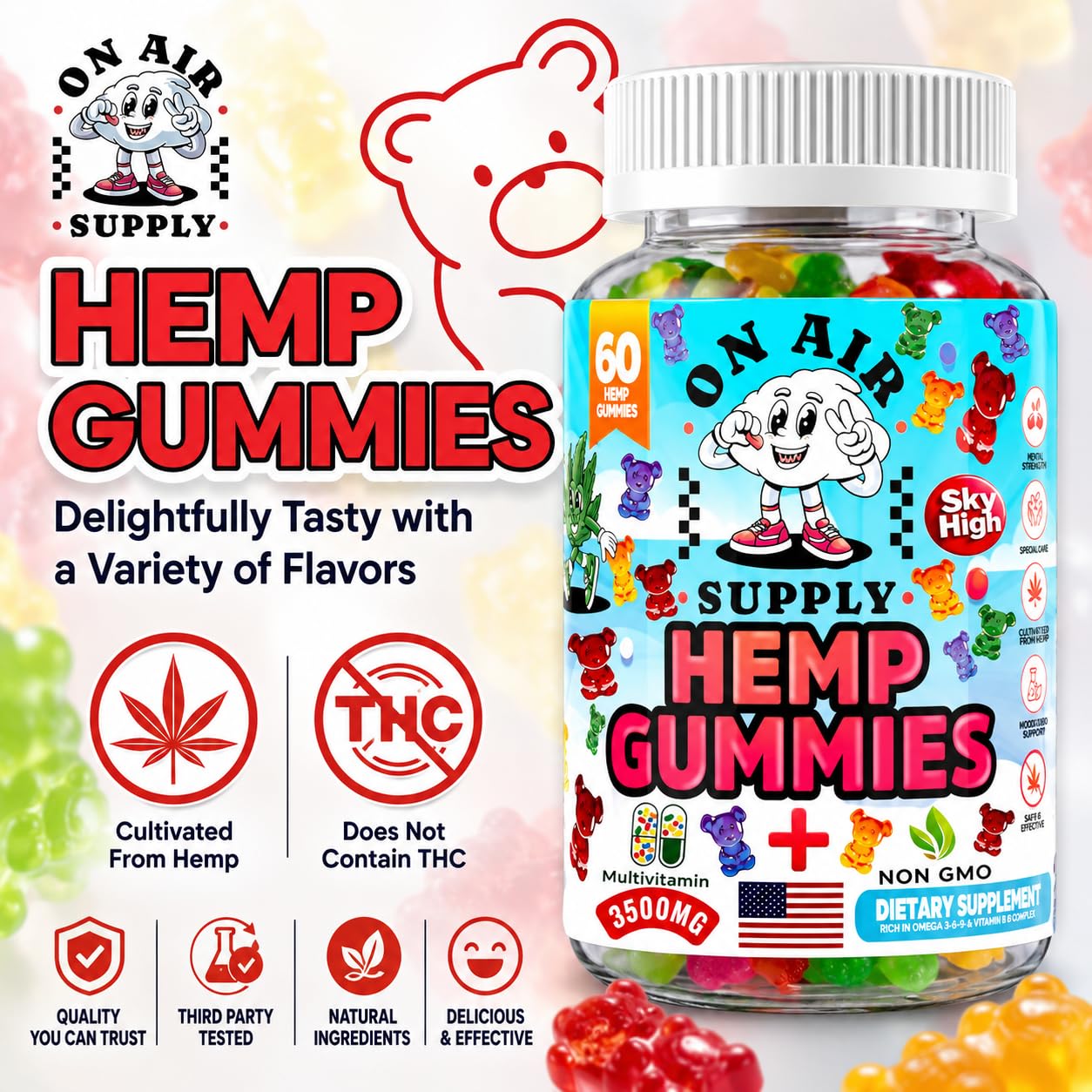 On Air Supply Hemp Gummies 3,500mg Gummy 120 Count