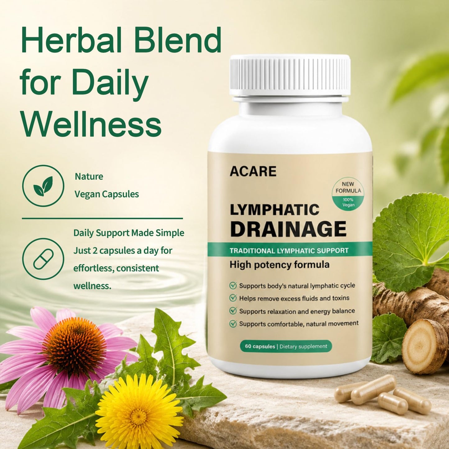 ACARE Lymphatic Drainage Capsules 60 Count