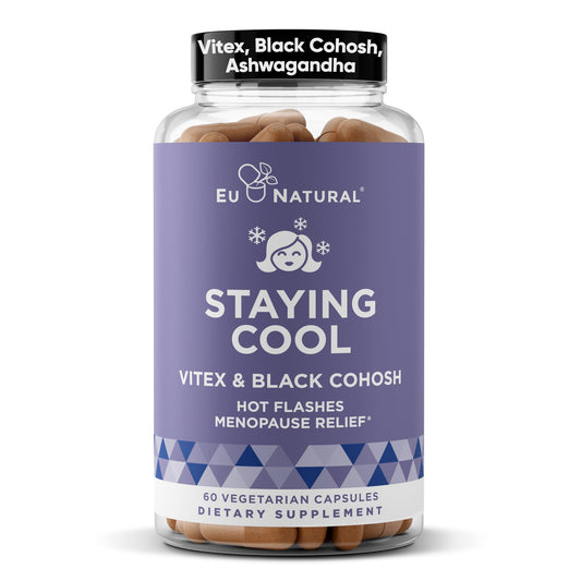 Eu Natural Staying Cool Menopause Supplements for Women, Vitex Chaste Tree & Black Cohosh, Capsules, 60 Count