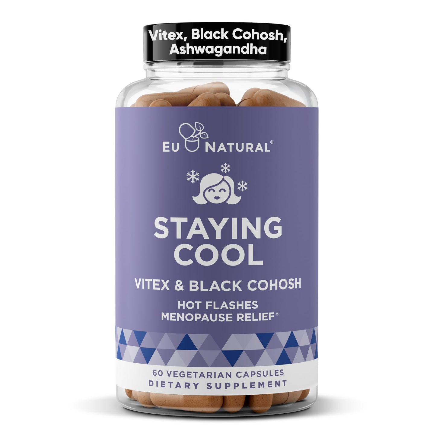 Eu Natural Staying Cool Menopause Supplements for Women - Hormonal Hot Flash Relief, Weight Support, and Night Sweats - Vitex Chaste Tree and Black Cohosh 60 Vegetarian Capsules