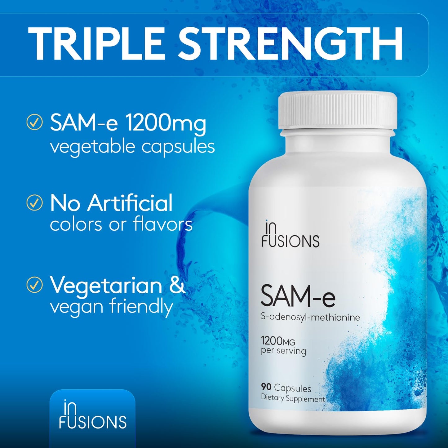 Infusions International Maximum Strength Pure SAM-e 1200mg Capsule, 90 Count