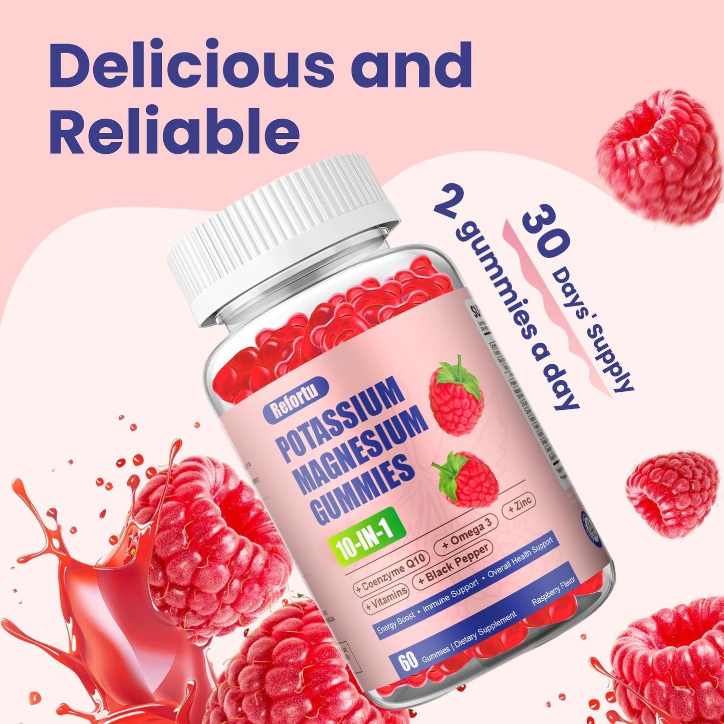 Refortu Potassium Magnesium Gummies 60 Count