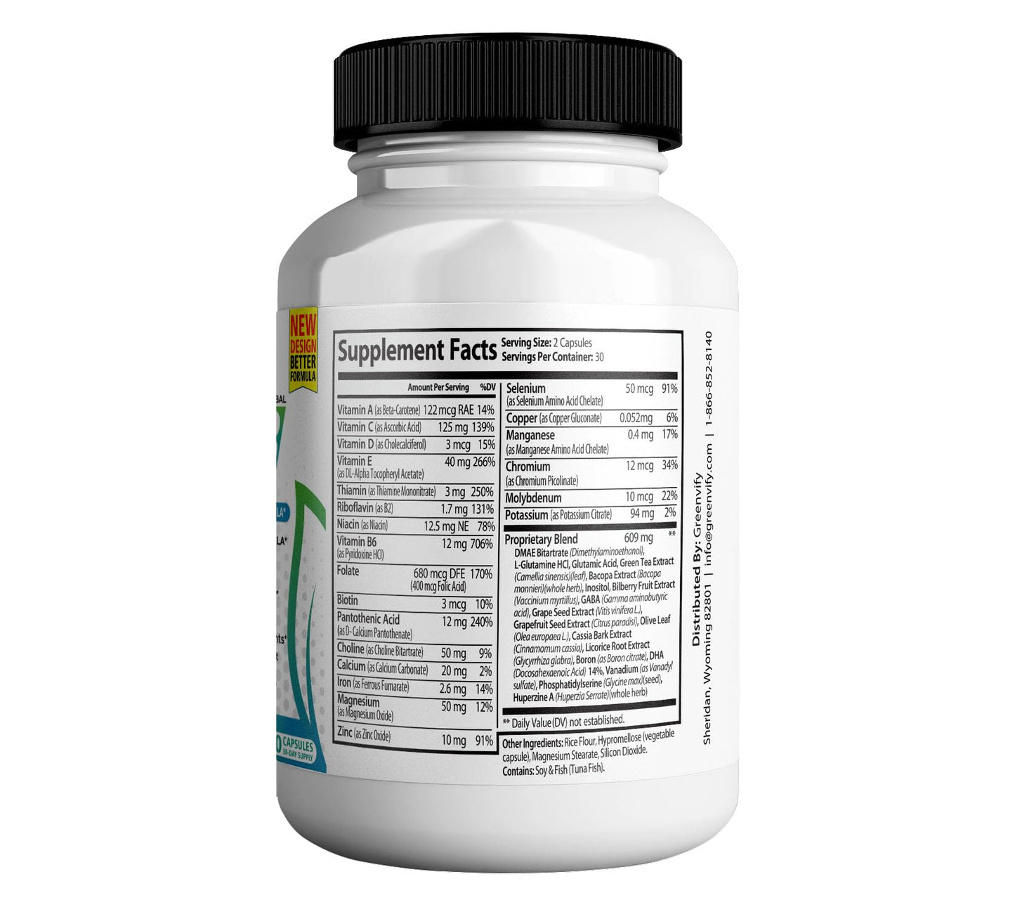 GREENVIFY NeuroActive 8 Max Brain Support Supplement, Extra Strength Formula, Memory and Focus Support 180 Capsules