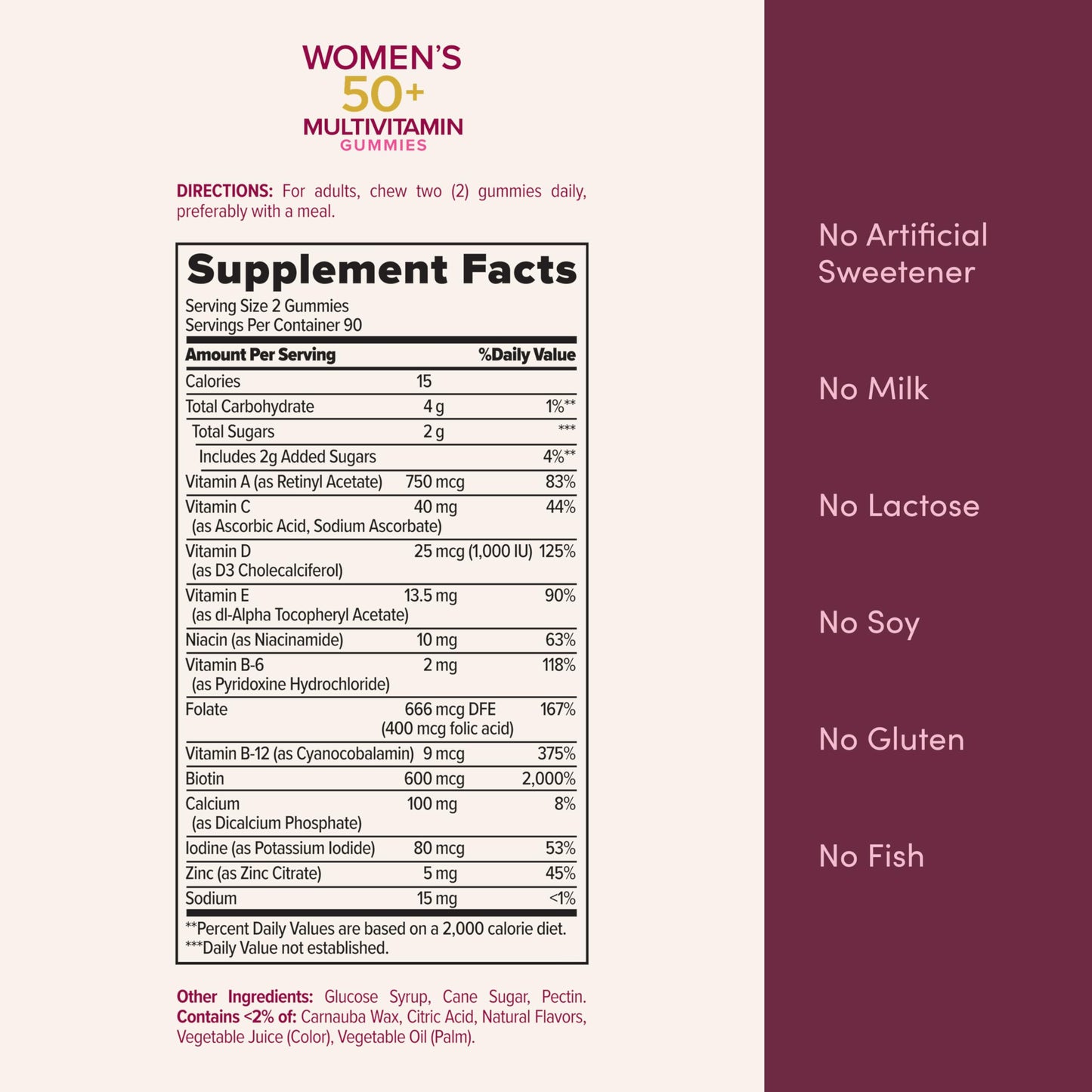 Nature's Bounty Optimal Solutions Women's Multivitamin 50 Plus Gummies, 180 Count