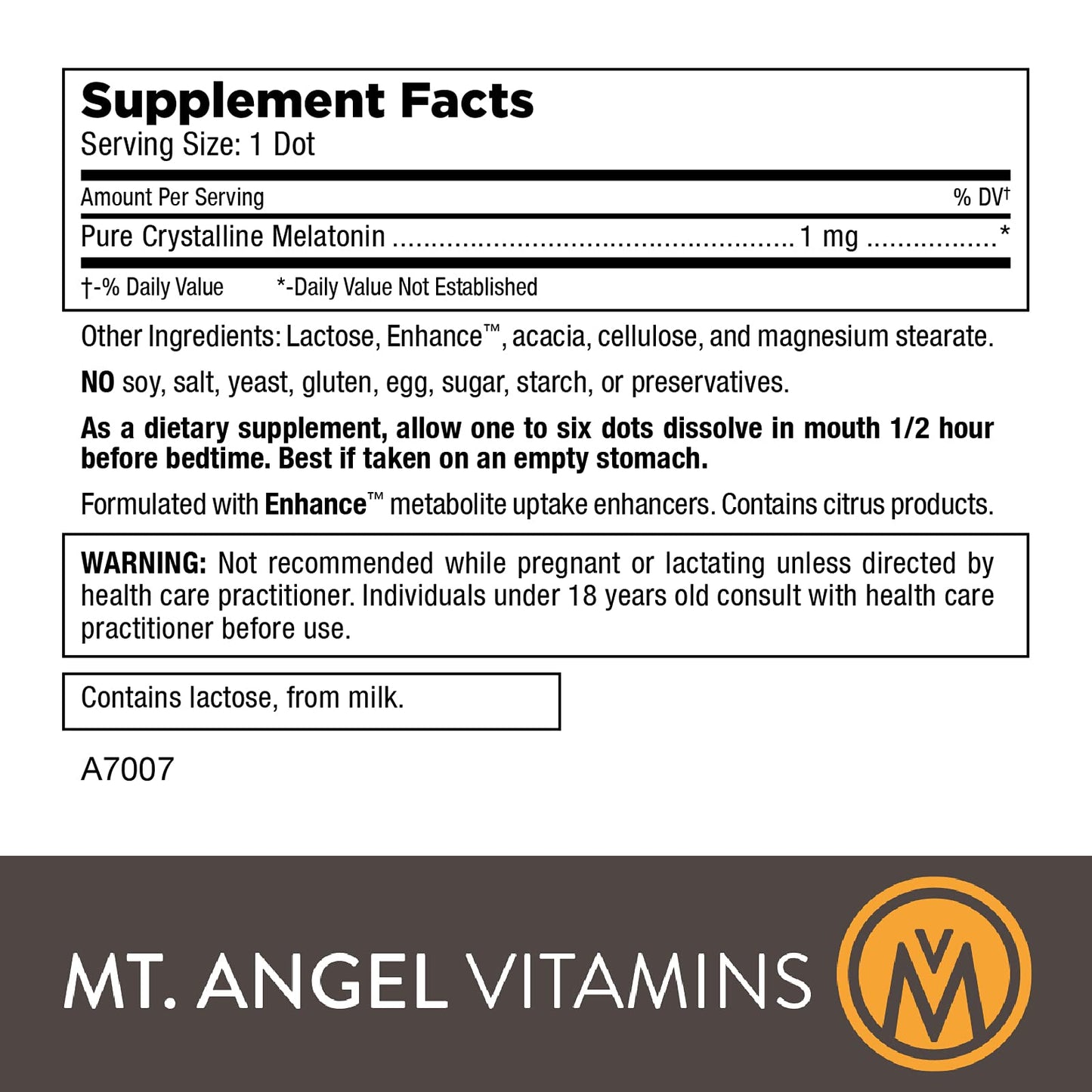 Mt. Angel Vitamins Wake/Sleep Dots Melatonin 1 mg Tablet, 120