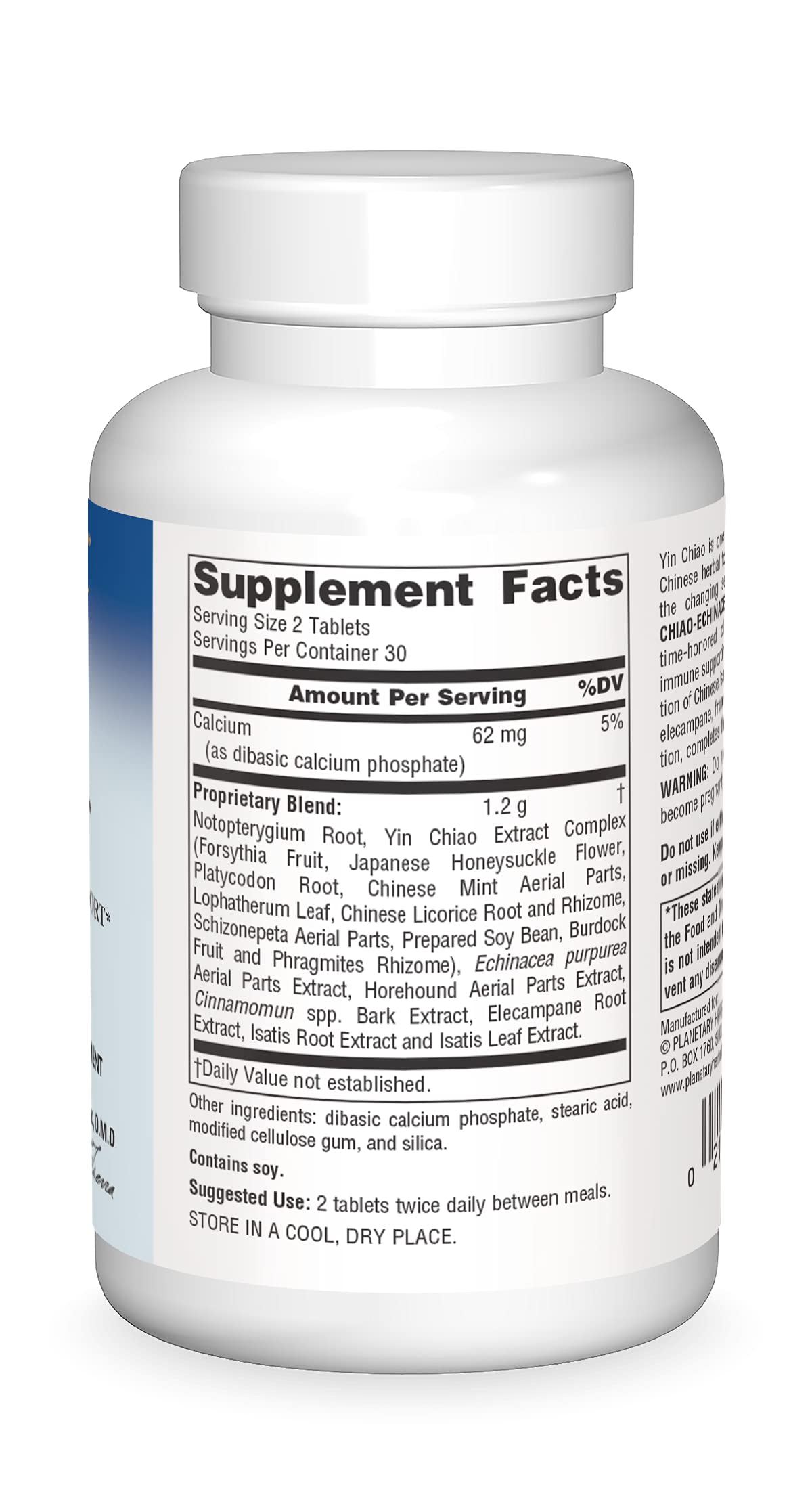 Planetary Herbals Yin Chiao-Echinacea Complex 60 Tablets