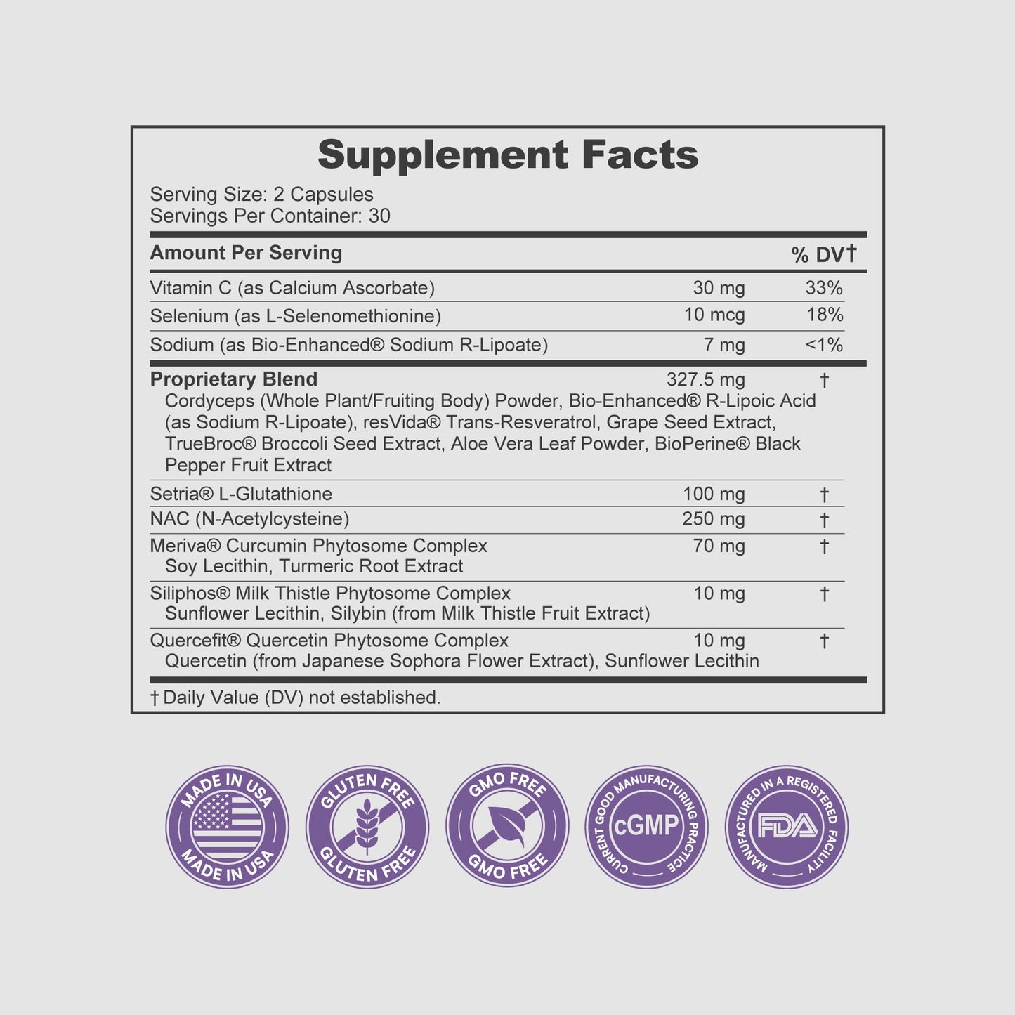 Glutathione Amino Complex 14-in-1 Advanced Absorption Antioxidant, Dual-Action Support: Setria® & NAC, 8 Patented Ingredients, for Energy, Skin, Detox, Immune Defense & Mental Clarity, 60 Capsules