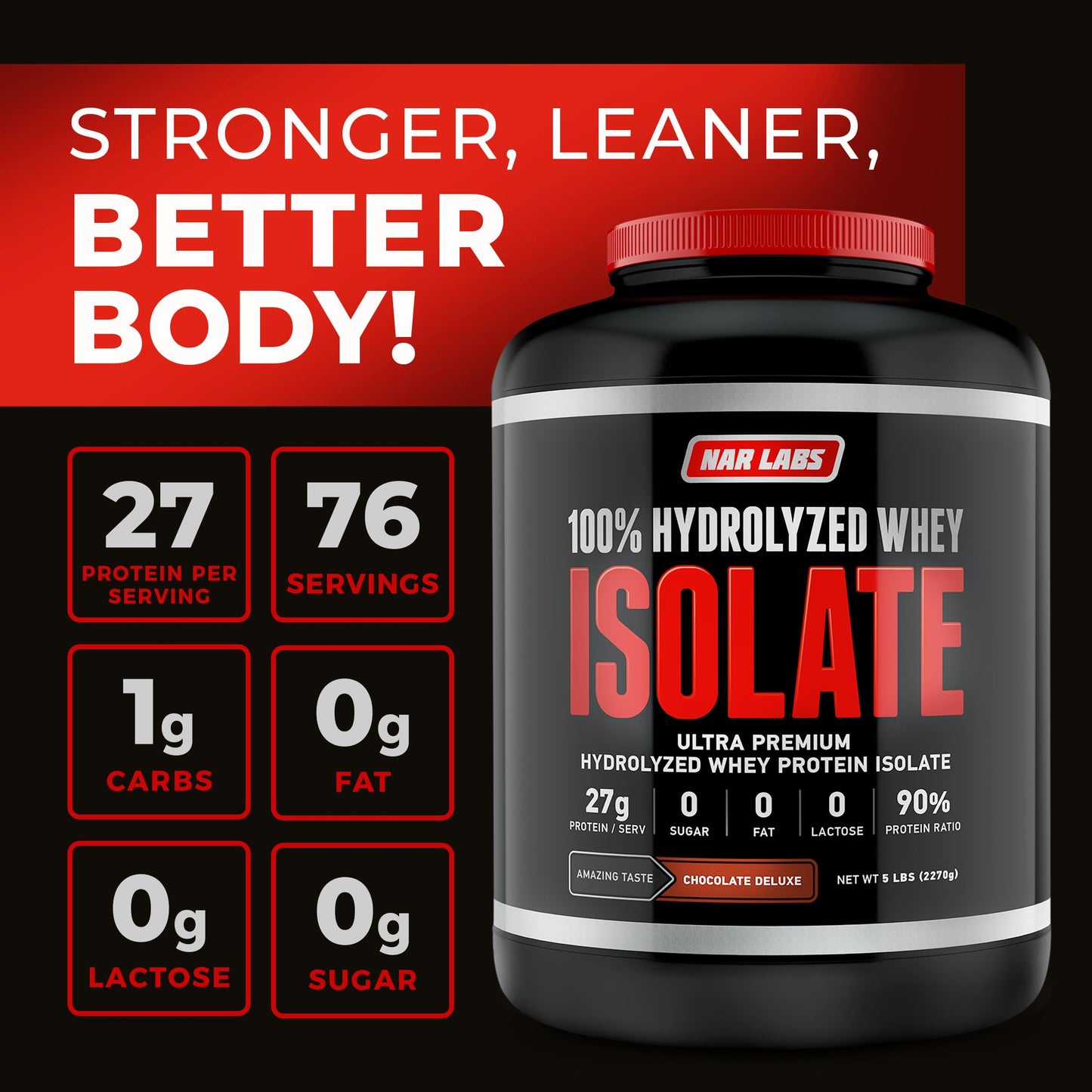 NAR LABS Hydrolyzed Whey Protein Isolate Powder 80 Servings