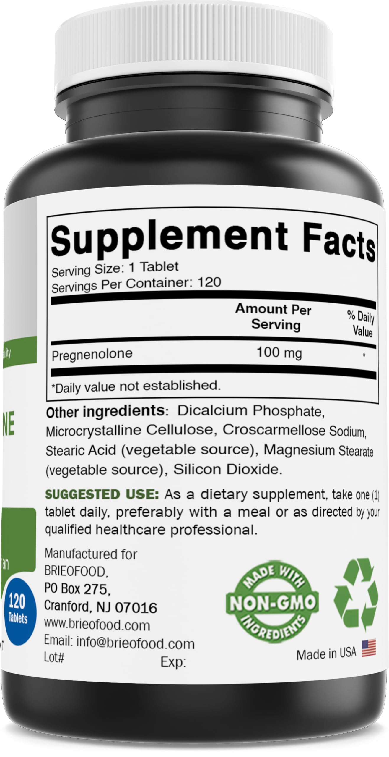 Brieofood Pregnenolone 100 mg 240 Tablets