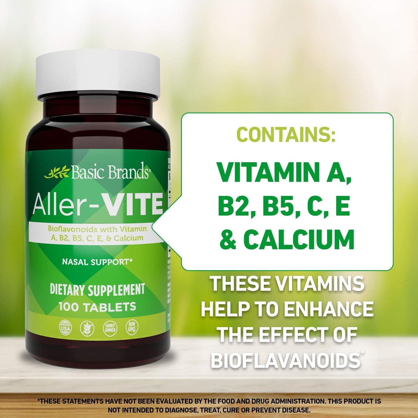 Basic Brands Aller Vite Nasal Support Tablets, 100 Tablets