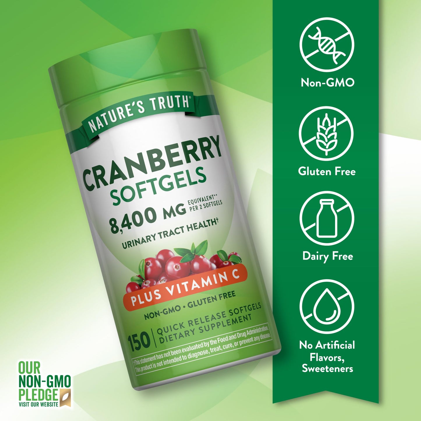 Nature's Truth Cranberry Pills with Vitamin C Softgels, 150 Count