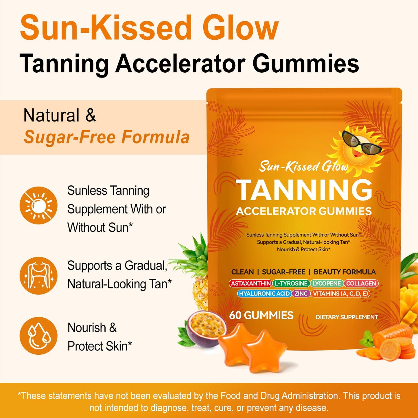 ZUZOKKAHA Tanning Gummies Accelerator 60 Capsules