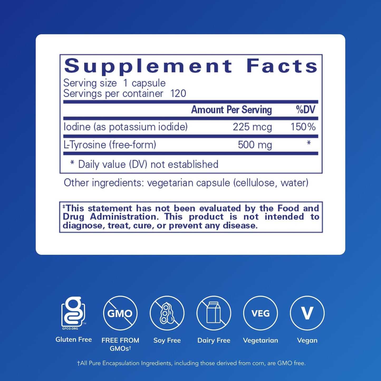 Pure Encapsulations Iodine and Tyrosine Capsules 120 Capsules