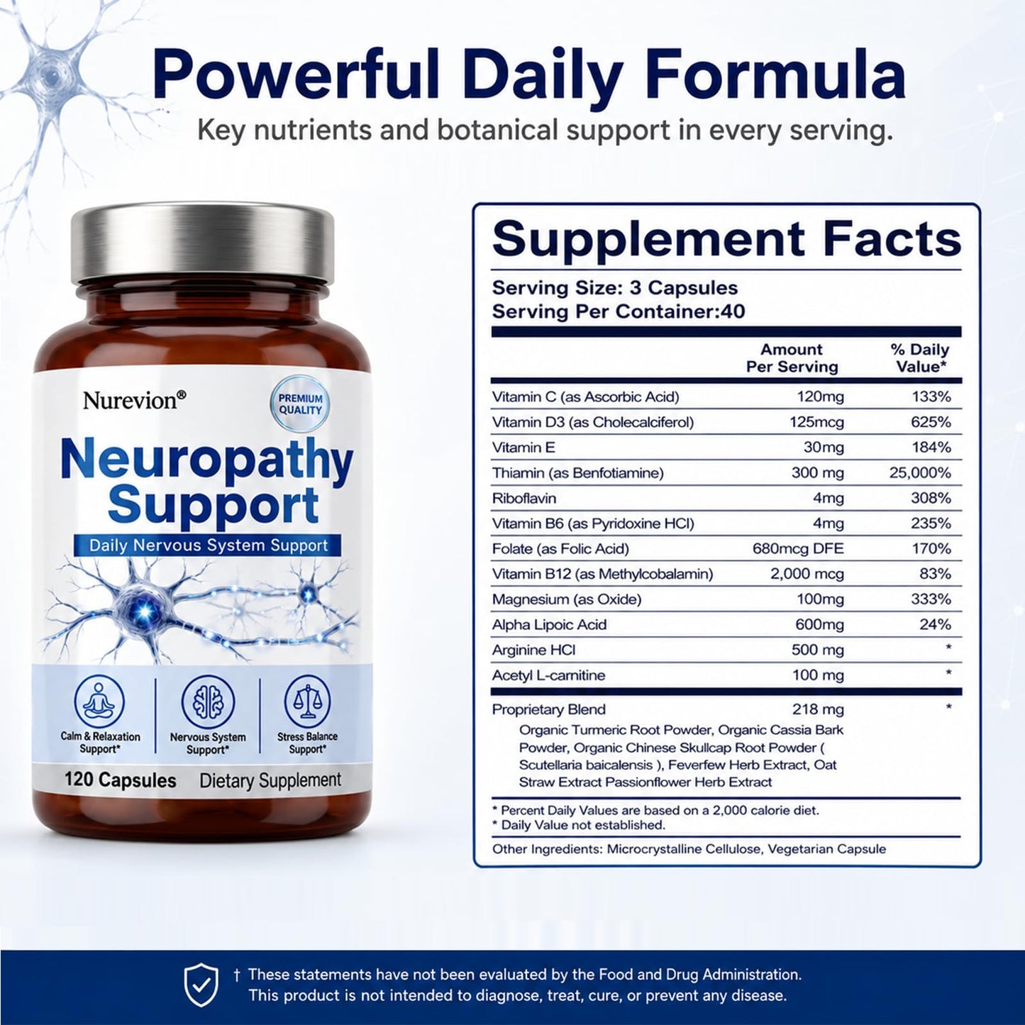 Nurevion Neuropathy Supplements Nerve Health Support Capsule 1 Count