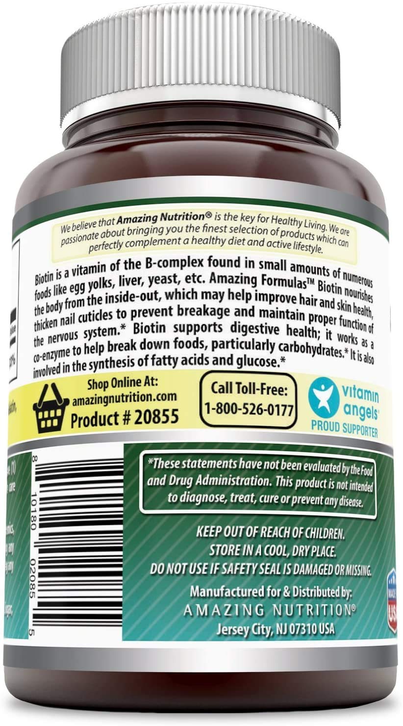 Amazing Nutrition Biotin 10,000 mcg Dietary Supplement, Capsule, 200 Capsules