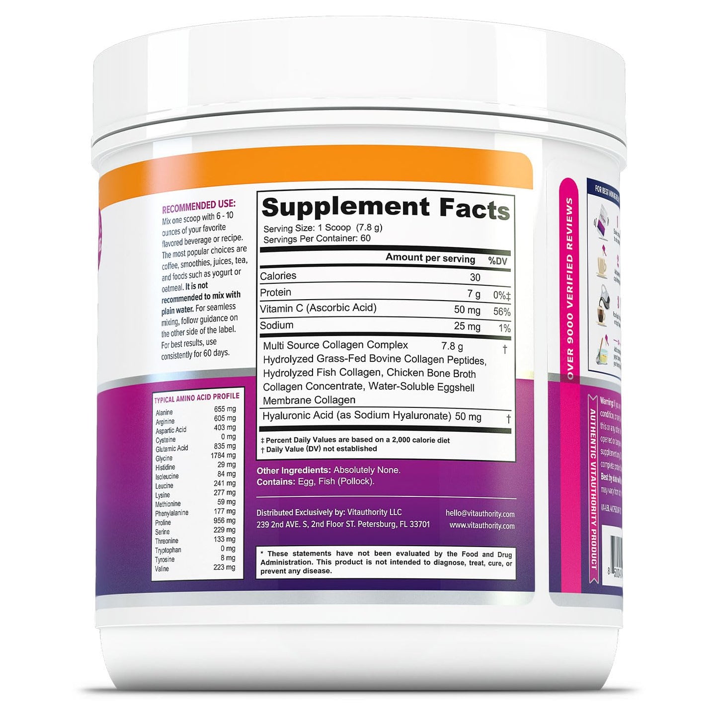 Vitauthority Multi Collagen Peptides Powder 1.03 lb