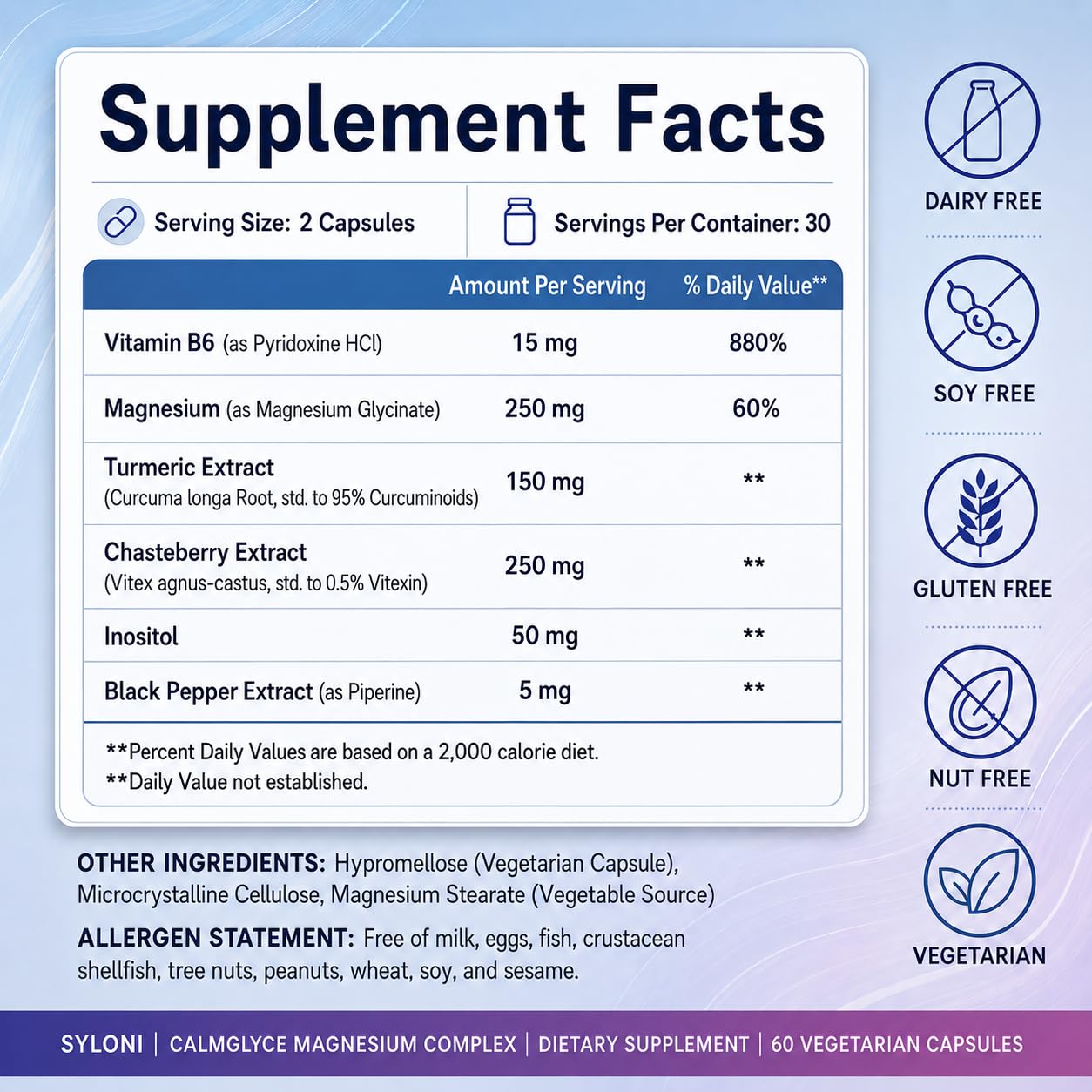 Syloni Magnesium for Women, 60 Vegetarian Capsules